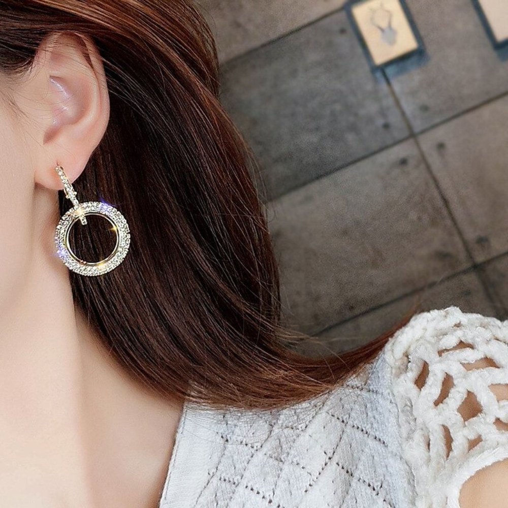 Earrings Women Circle Stud Shiny Bohemian Hoop Drop Cute Trendy Jewelry - Picture 9 of 9